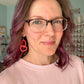 Red Acrylic Connected Double Heart Earrings: Choose From 2 Sizes