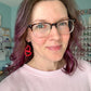 Red Acrylic Connected Double Heart Earrings: Choose From 2 Sizes