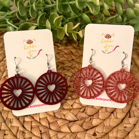 Heart Sunburst Earrings: Choose From 2 Colors