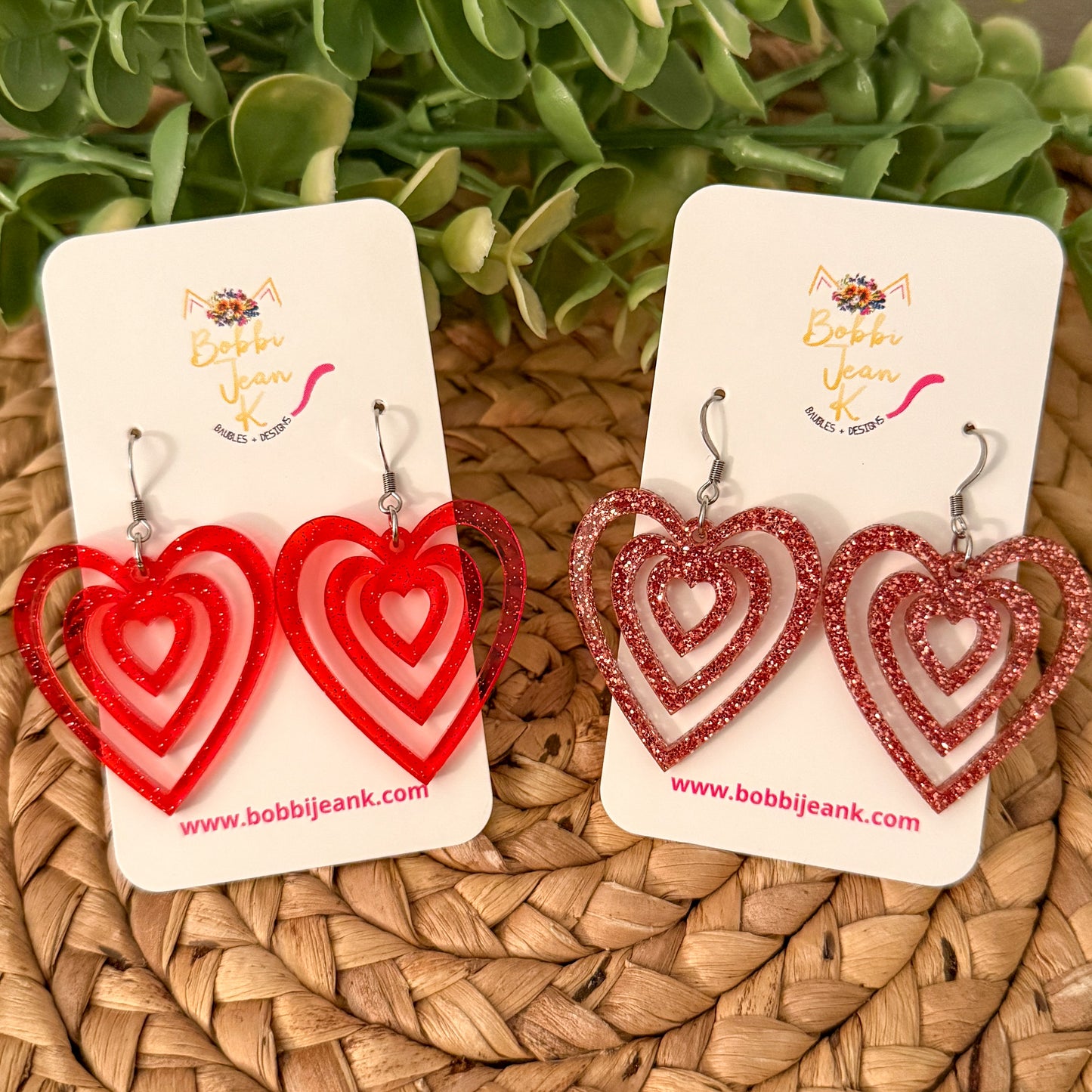 Intersecting Heart Acrylic Earrings: Choose From 2 Colors