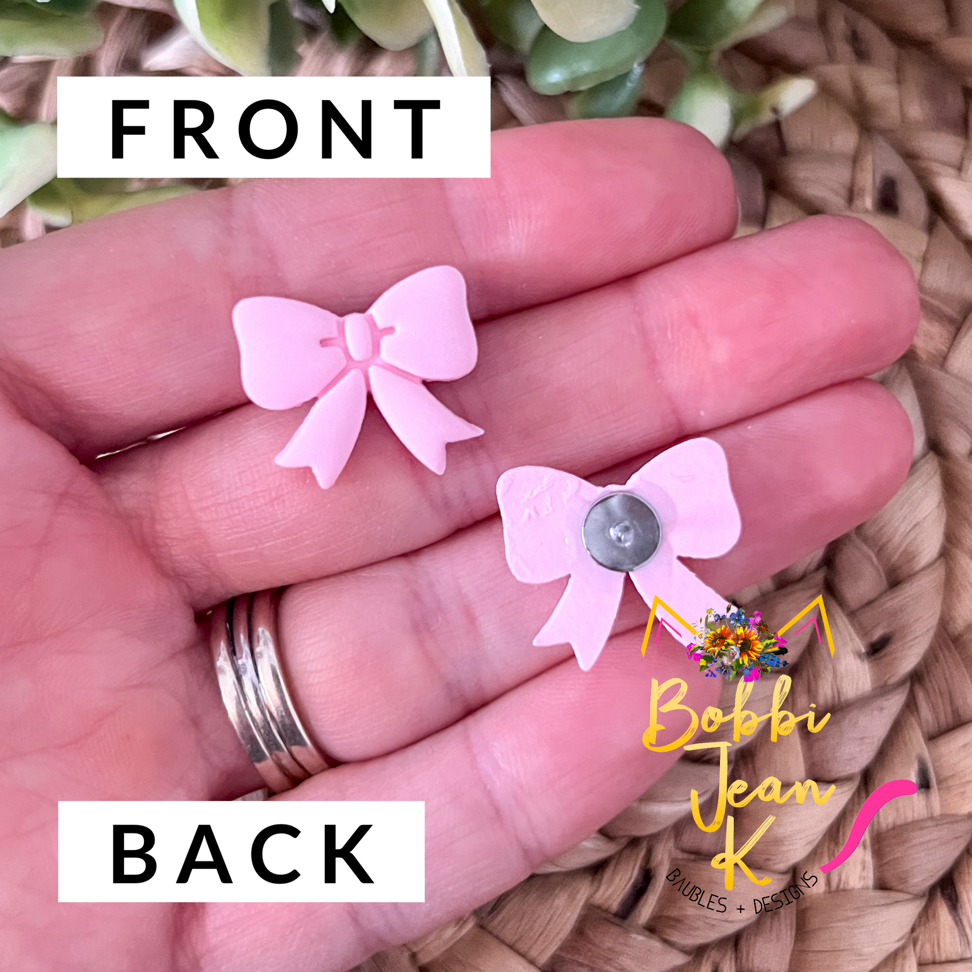 Light Pink Bow Clay Studs