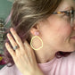 Textured Clay Pink Heart Circular Brass Dangles: Choose From Silver or Gold