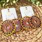 Flowing Sun Hand Stained Wood Earrings - Double Sided: Choose From 2 Sizes (a July Bestie Box Pair)