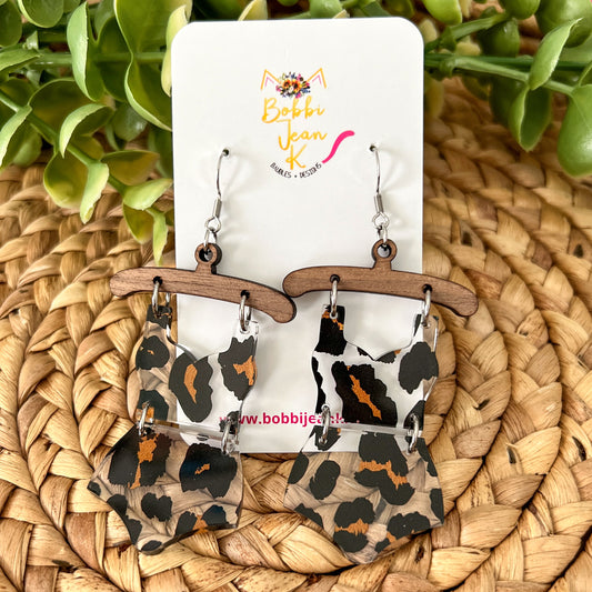 SALE: Leopard Print Swimsuit Acrylic Earrings (2.5 Inch Size) - ONLY ONE LEFT