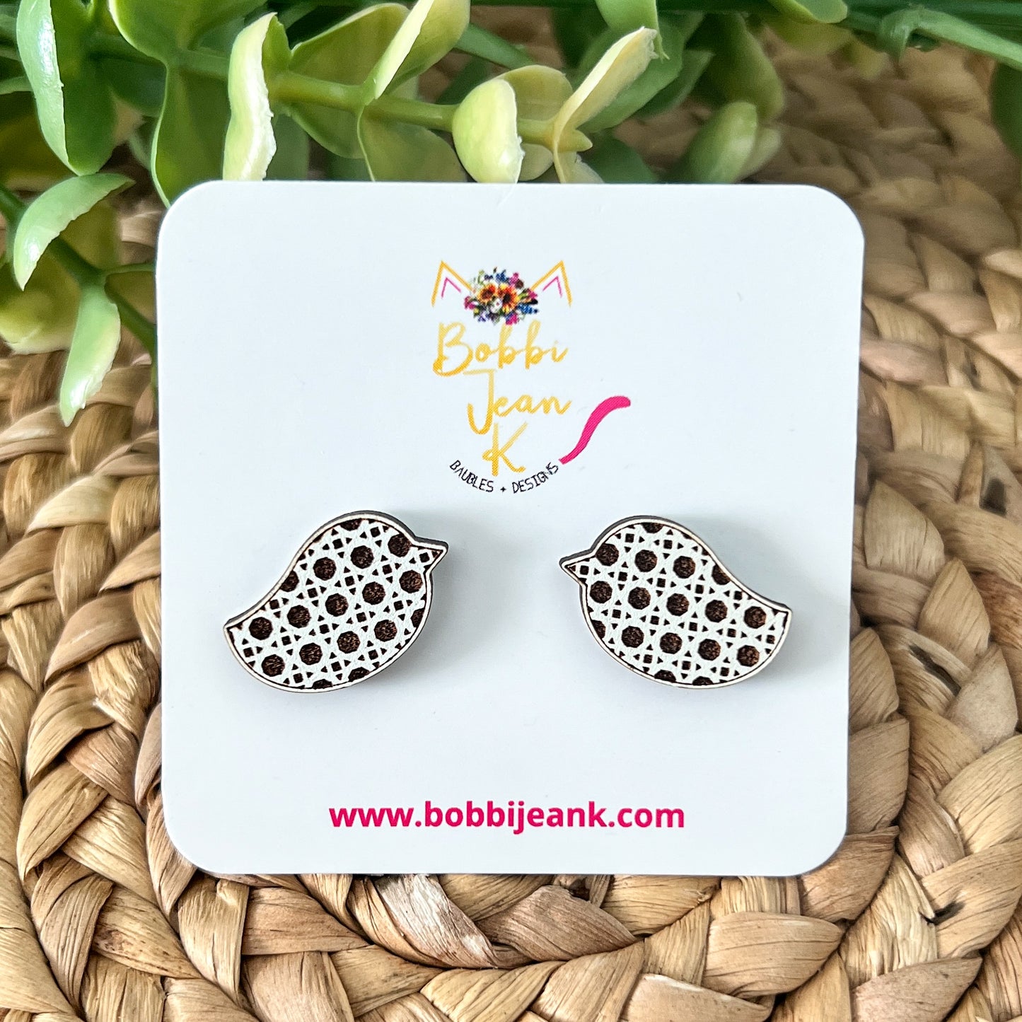 SALE: Rattan Style White Chick Wood Studs - ONLY ONE LEFT