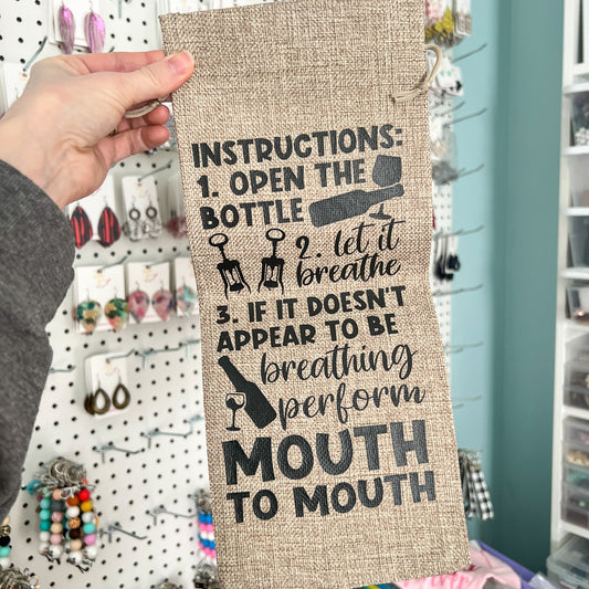SALE: Instructions Wine Gift Bag - ONLY ONE LEFT