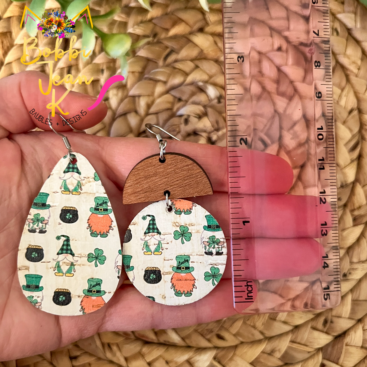 Lucky Gnome Cork on Leather Earrings: Choose From 2 Styles - LAST CHANCE