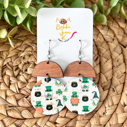Lucky Gnome Cork on Leather Earrings: Choose From 2 Styles - LAST CHANCE