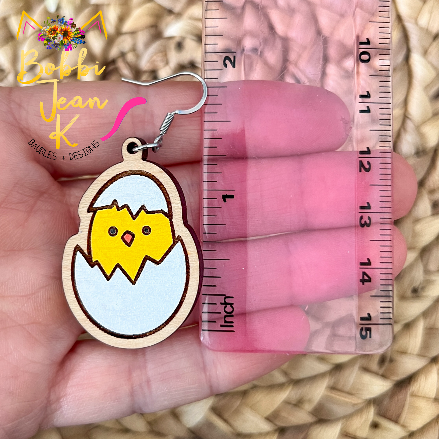 Chick in Egg Hand Painted Wood Earrings: Choose From Dangles or Studs