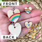 Hand Painted Rainbow Heart Wood Dangles or Studs