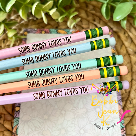 Some Bunny Loves You Engraved Ticonderoga Pastel Pencil Set