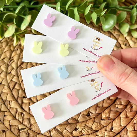 Mini Pastel Bunny Matte Acrylic Studs: Choose From 4 Colors