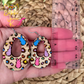 Hand Painted Leopard Print Bunny Wood Earrings: Choose from 2 Sizes