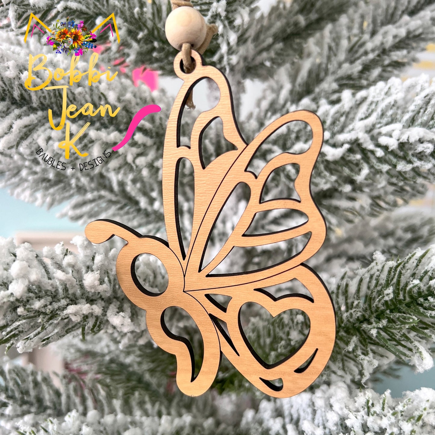 Semicolon Butterfly "Renewed Hope" Wood Story Ornament & Car Charm