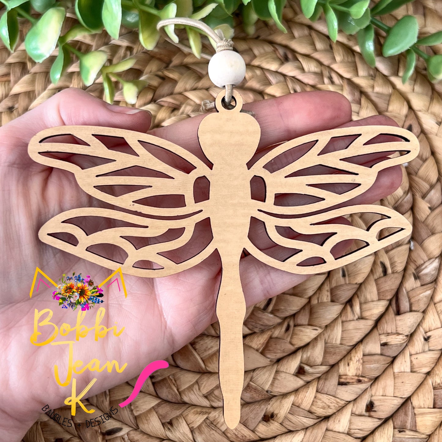 Dragonfly "Enchanted Creature" Wood Story Ornament & Car Charm