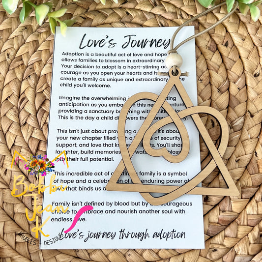 Adoption "Love's Journey" Wood Story Ornament & Car Charm