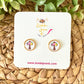 Floral Cross Glass Studs 12mm: Choose Silver or Gold Settings