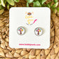 Floral Cross Glass Studs 12mm: Choose Silver or Gold Settings