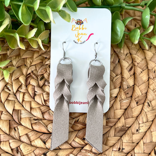 Thunder Gray Hand Braided Suede Leather Earrings