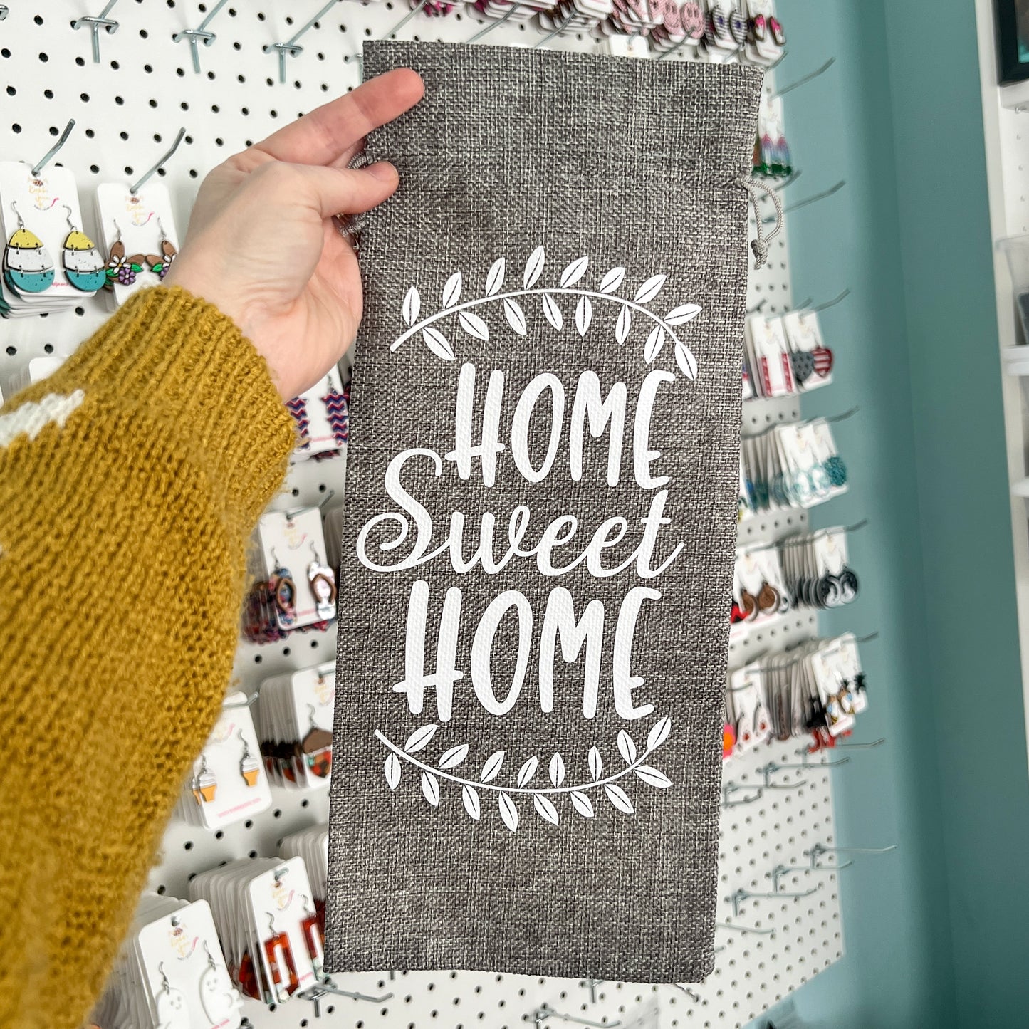 SALE: Wine Gift Bag: Home Sweet Home - Gray - ONLY ONE AVAILABLE