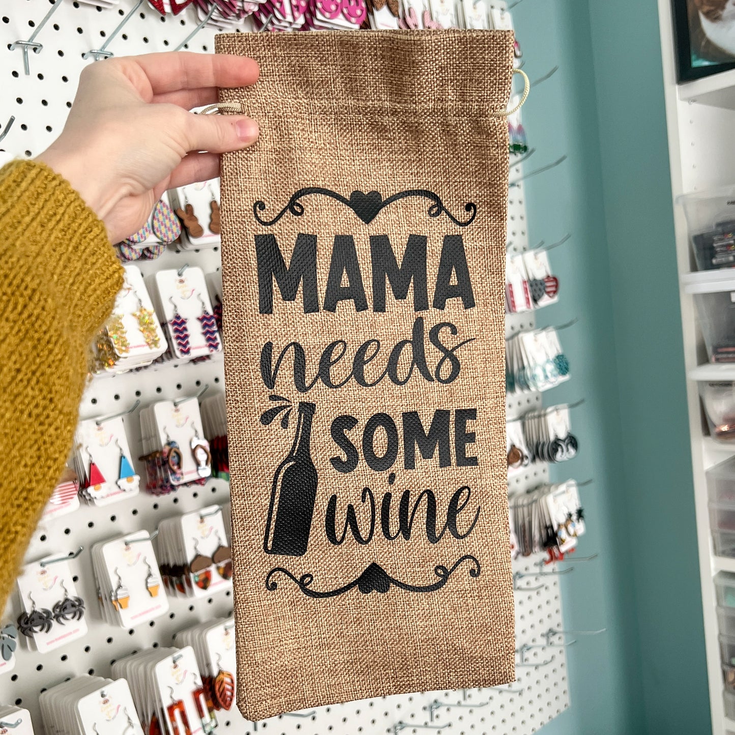 SALE: Wine Gift Bag: Mama Needs Some Wine - Natural - ONLY ONE AVAILABLE