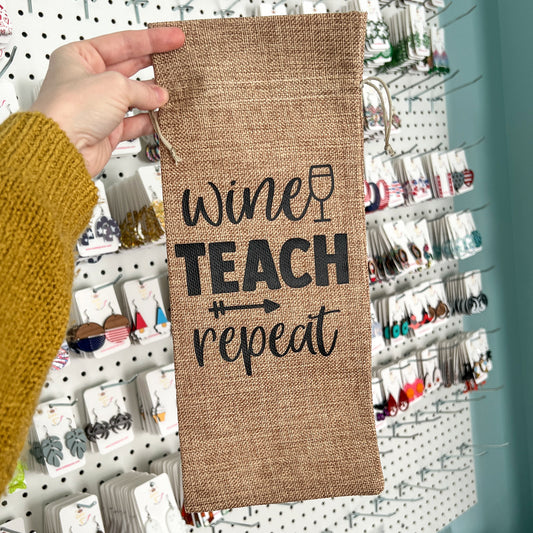 Wine Gift Bag: Wine Teach Repeat - Natural