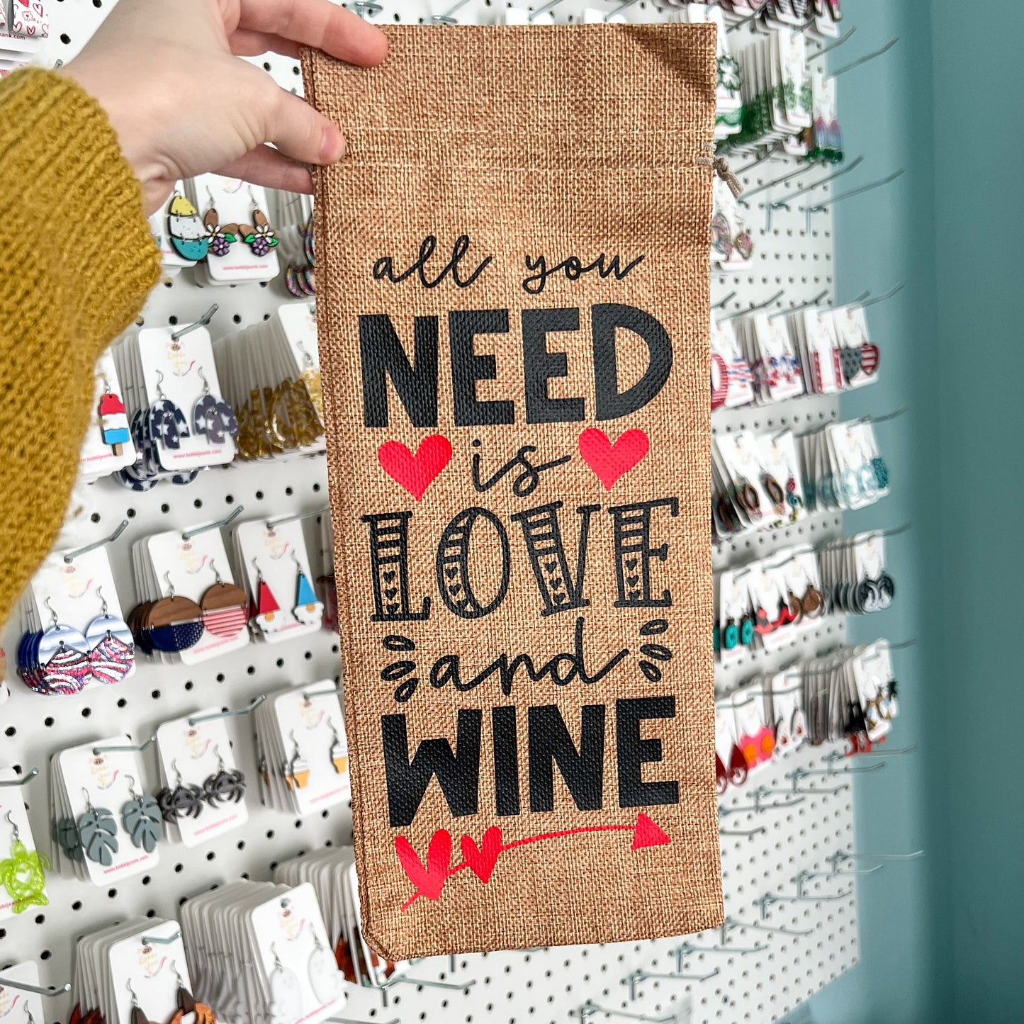 SALE: Wine Gift Bag: All You Need is Love and Wine - Natural - ONLY ONE AVAILABLE