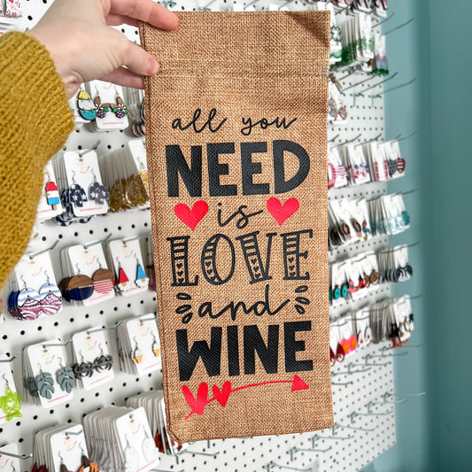 Wine Gift Bag: All You Need is Love and Wine - Natural