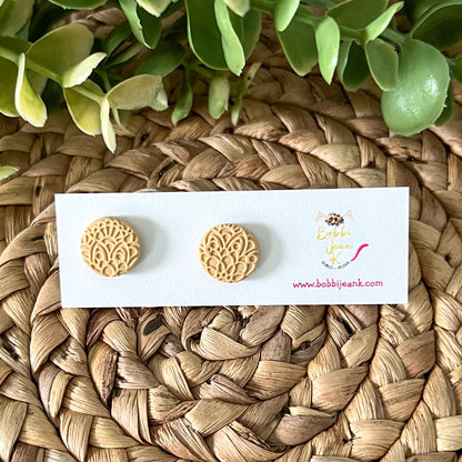 SALE: Lace Imprinted Clay "Coin" Studs: Choose From 3 Colors - BEING DISCONTINUED (Was $10)