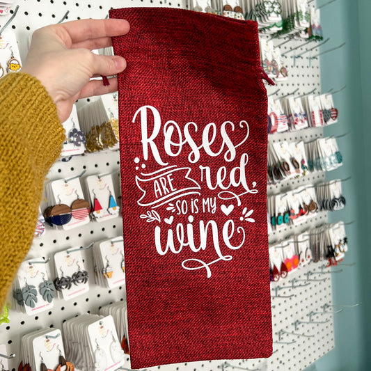 SALE: Wine Gift Bag: Roses Are Red So is My Wine - Red - ONLY ONE AVAILABLE