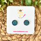 Blue Green Faux Druzy Studs 12mm: Choose Silver or Gold Settings