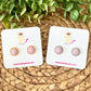 Blush Frosted Faux Druzy Studs 12mm: Choose Silver or Gold Settings