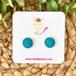 Coastal Blue Frosted Faux Druzy Studs 12mm: Choose Silver or Gold Settings