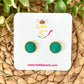 Emerald Frosted Faux Druzy Studs 12mm: Choose Silver or Gold Settings