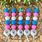 Footprints on My Heart Pink/Blue/White Silicone Beaded Keychain/Bag Charm