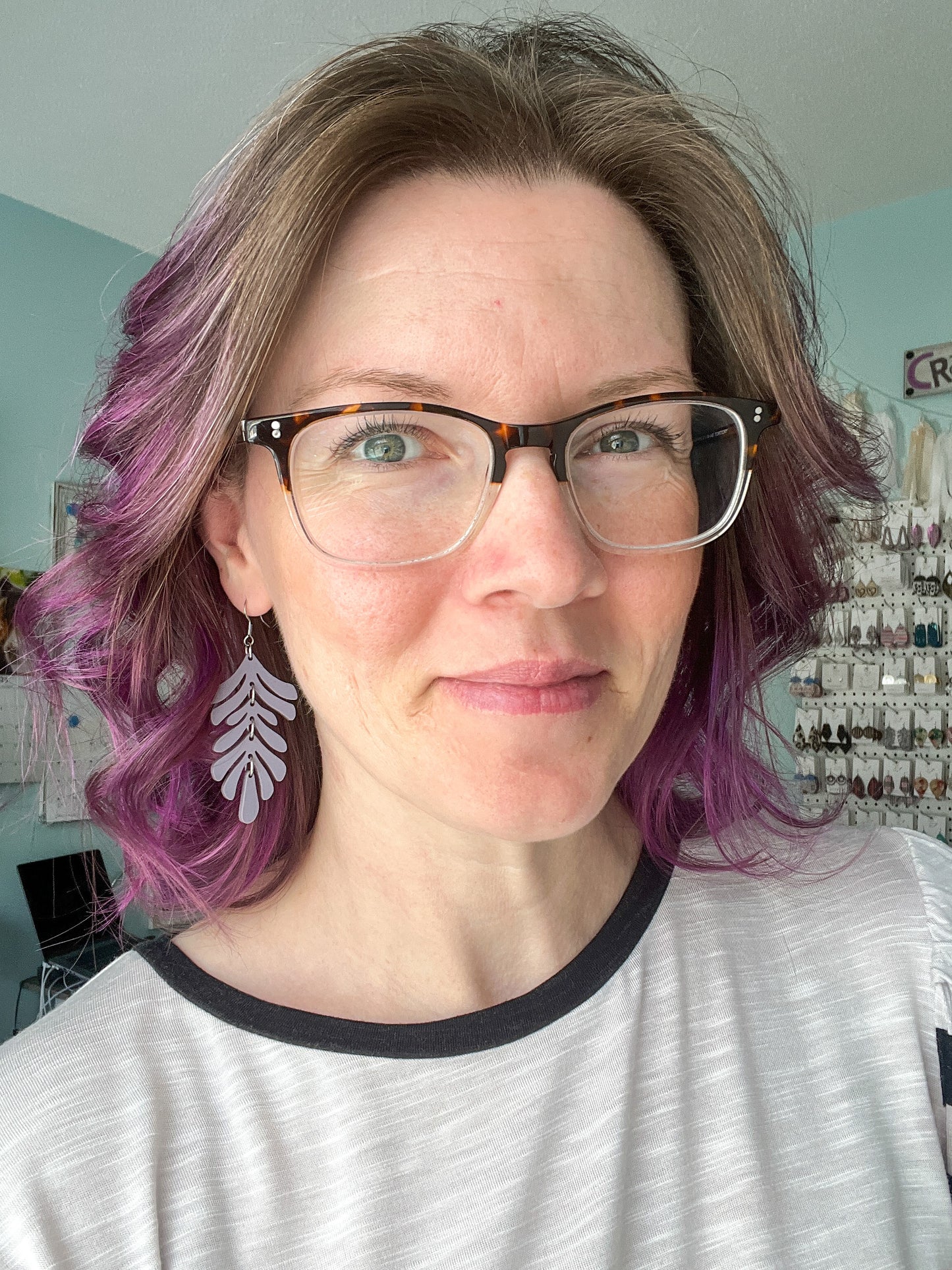 Purple Matte Acrylic Flowing Dangle Earrings (an August Bestie Box Pair)