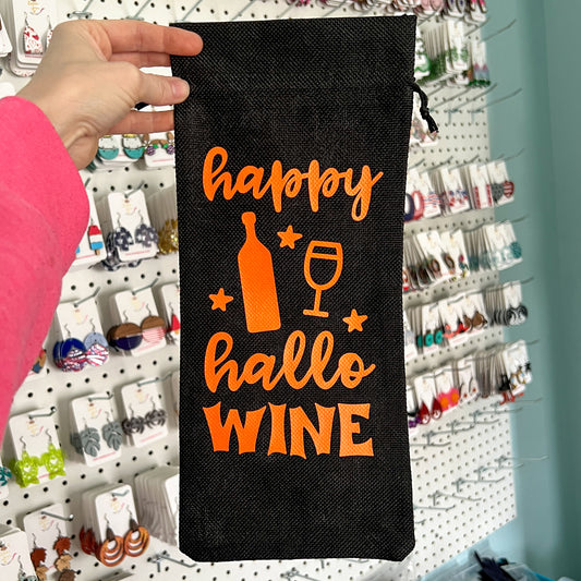 Wine Gift Bag: Happy Halloween - Black