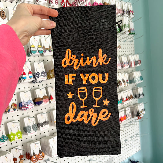 Wine Gift Bag: Drink if You Dare - Black