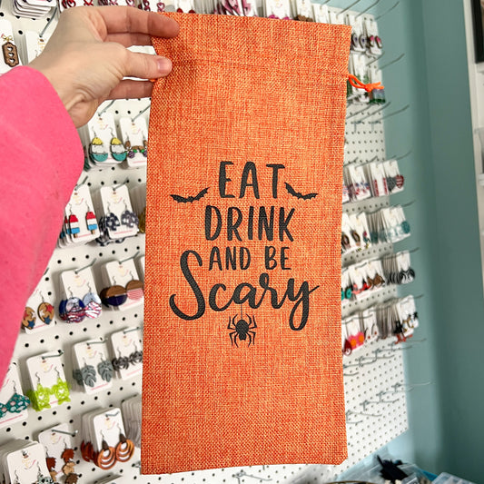 Wine Gift Bag: Eat Drink And Be Scary - Orange