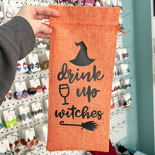 Wine Gift Bag: Drink Up Witches - Orange