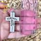 Dovetail Gray Wood Cross Earrings: Choose From Jesus, Faith, Hope, or Love