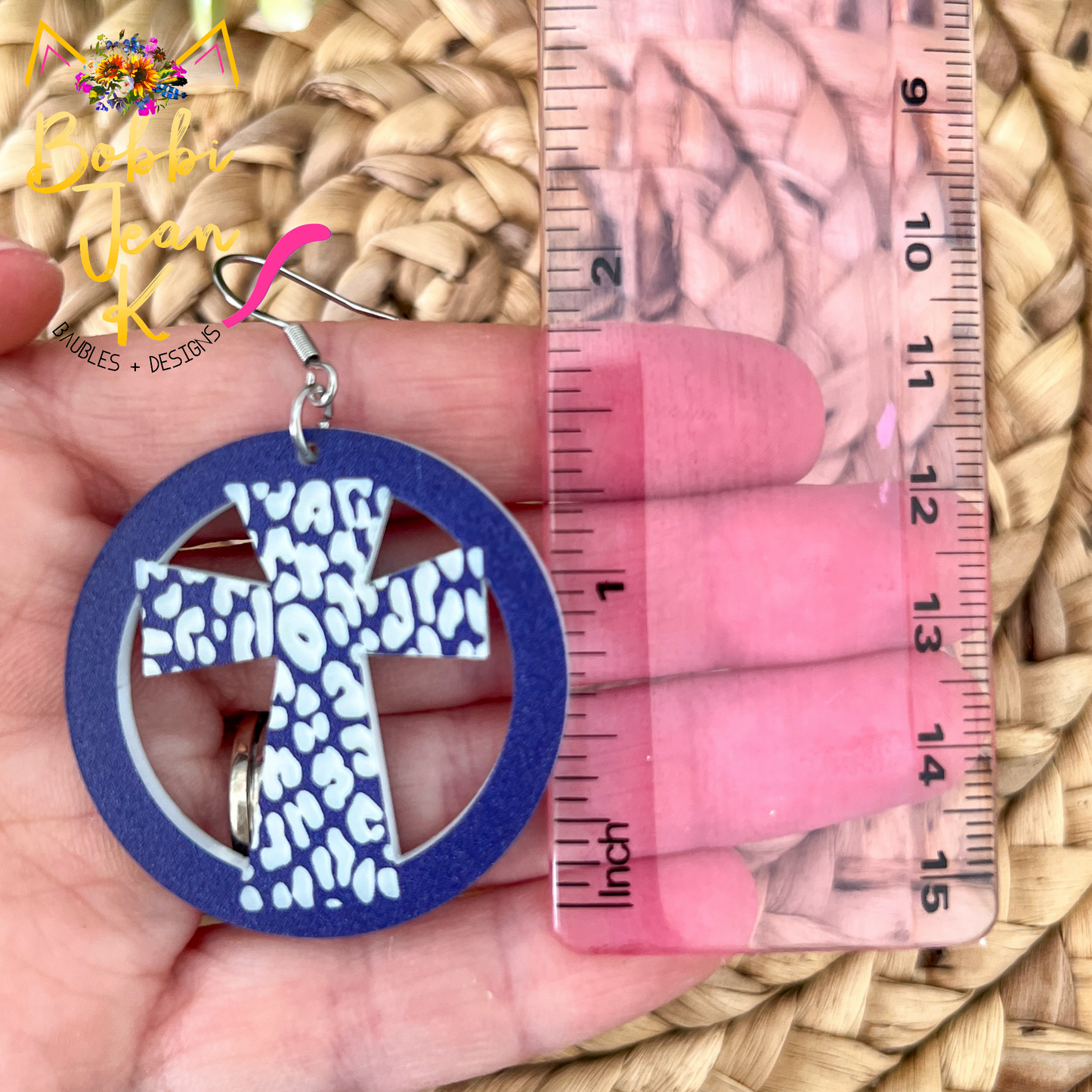 Leopard Engraved Circular Cross Acrylic Earrings: Choose From 3 Colors - LAST CHANCE