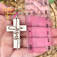 Whitewashed Wood Cross Earrings: Choose From Jesus, Faith, Hope, or Love