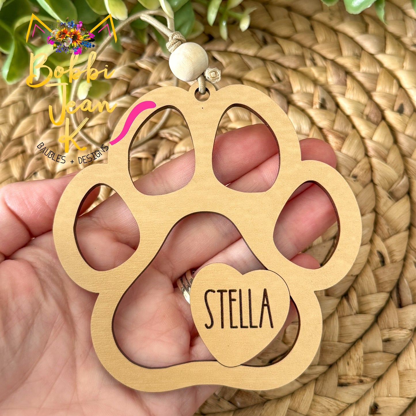 Dog Paw "The Eternal Bond of Unconditional Love" Wood Story Ornament - Option to Personalize