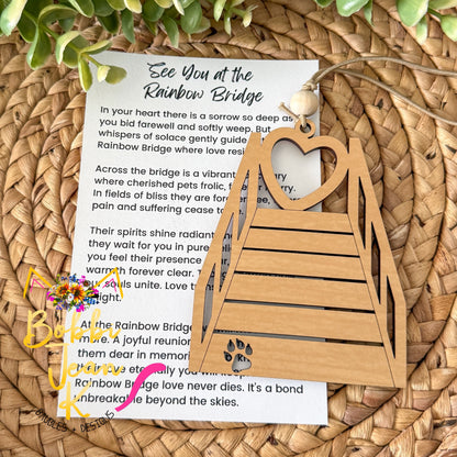 Dog & Cat Pet "See You at the Rainbow Bridge" Wood Story Ornament - Option to Personalize