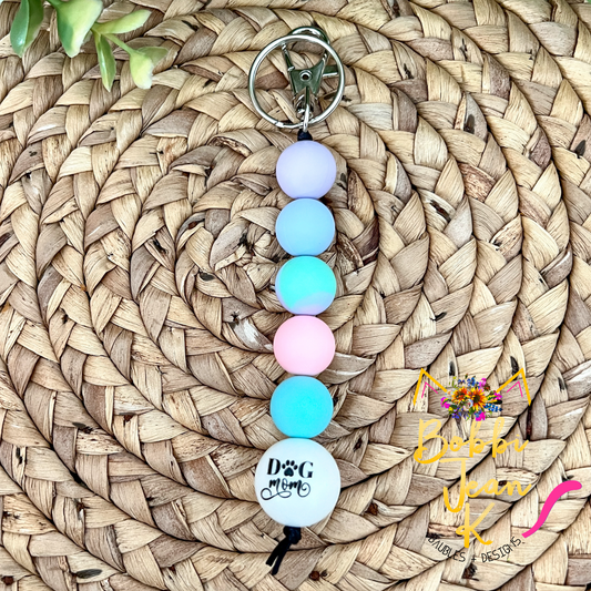 Pastel Dog Mom Silicone Beaded Keychain/Bag Charm - ONLY ONE LEFT