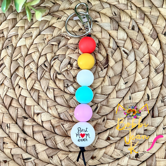 Best Mom Ever Bright Silicone Beaded Keychain/Bag Charm - ONLY ONE LEFT