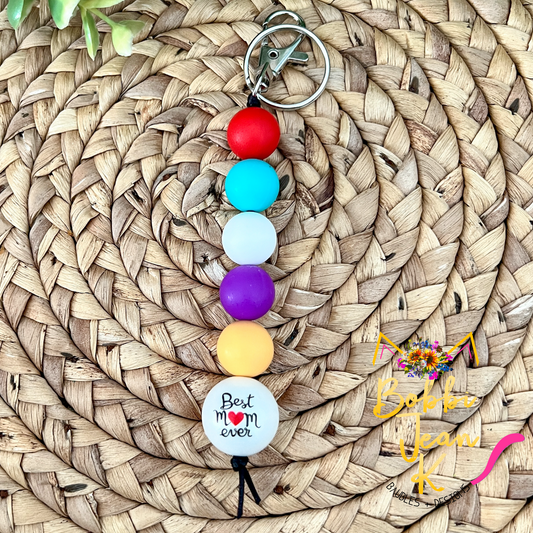 Best Mom Ever Colorful Silicone Beaded Keychain/Bag Charm - ONLY ONE LEFT