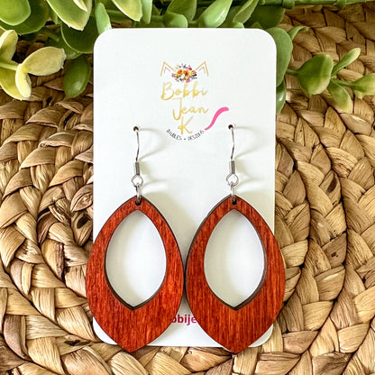 Oval Drop Dyed Wood Earrings: Choose From 3 Colors