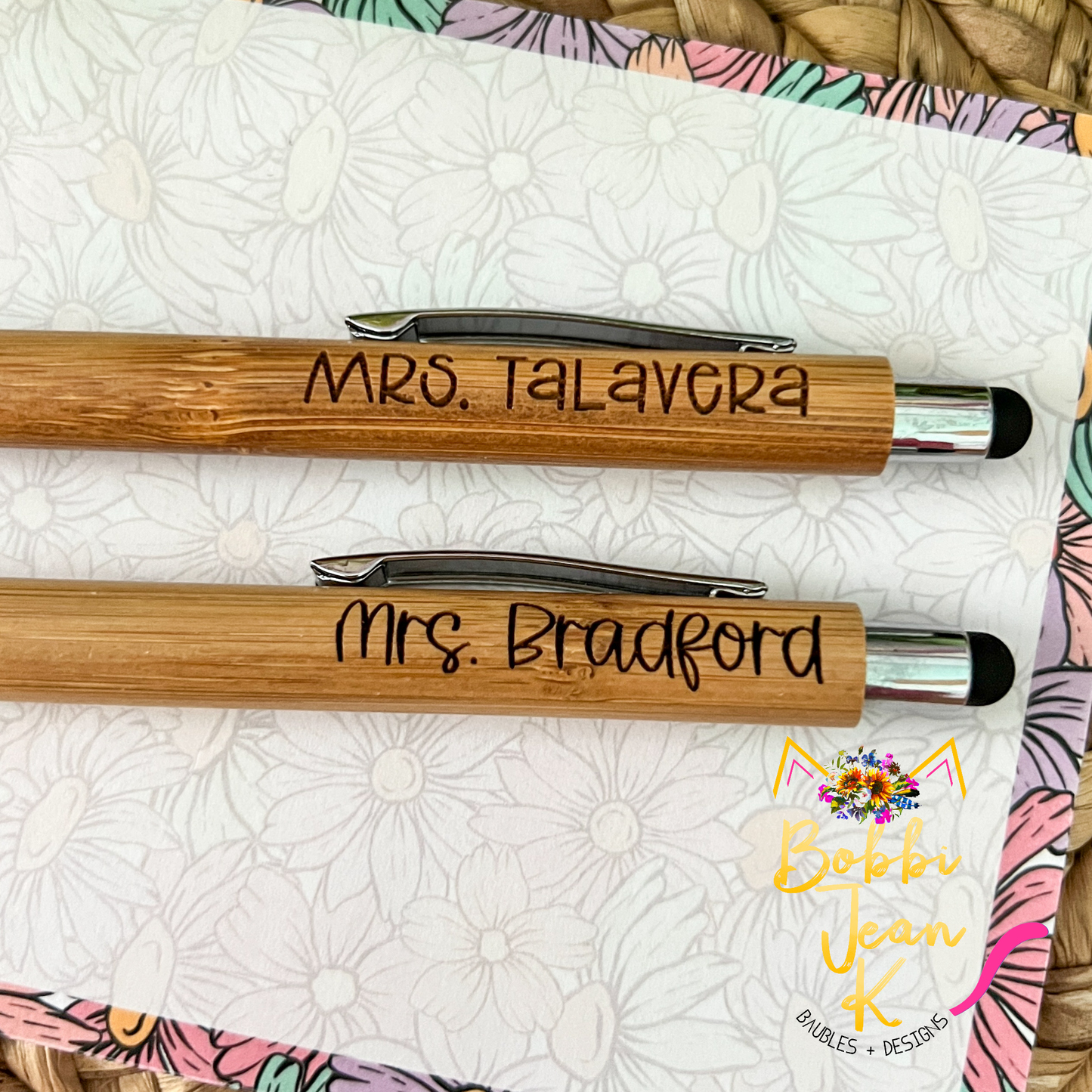 Custom Personalized Engraved Natural Bamboo Ballpoint Black Ink Pen: Choose from 2 Font Options